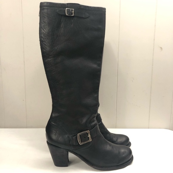 VTG Made in Mexico π²π½ l FRYE l Sz 9.5 Karla Engineer Tall w/ Heel Leather Boot - Picture 3 of 15